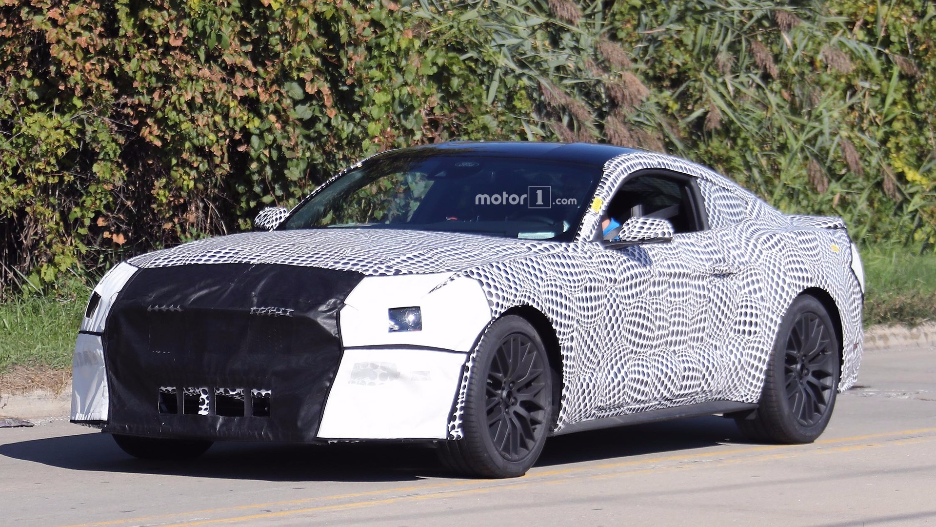 2018 Ford Mustang GT spied in updated body underneath polka dot camo