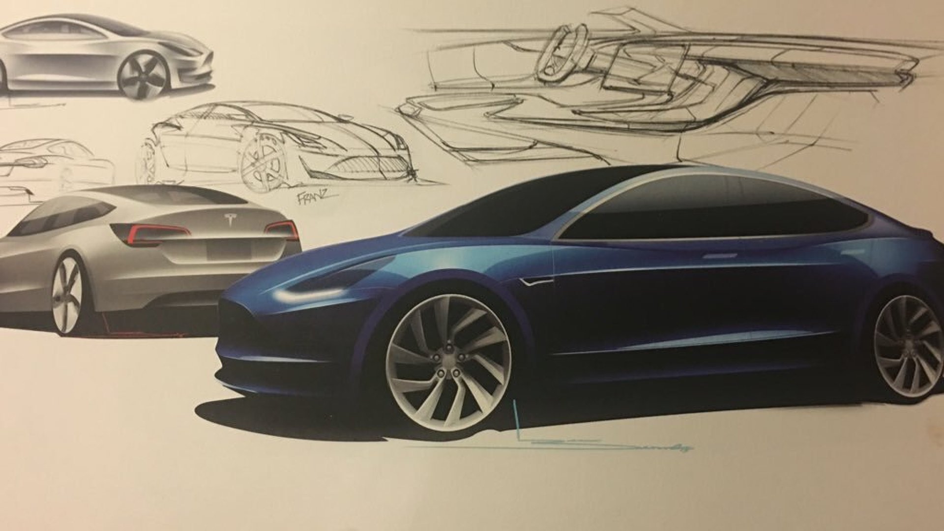 2018 Tesla Model 3 design sketch